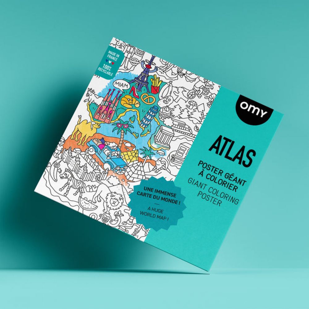 Poster géant à colorier - Atlas - Carte du monde