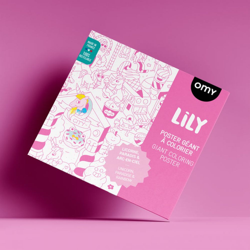 Poster géant à colorier - Lily -  Licorne, paradis et arc-en-ciel