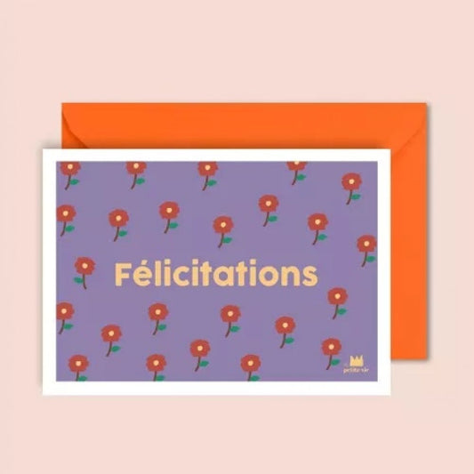 Carte - Félicitations fleurs rouges