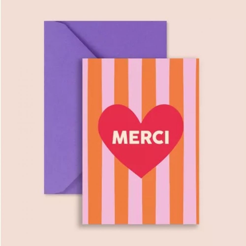 Carte - Merci grand coeur rouge