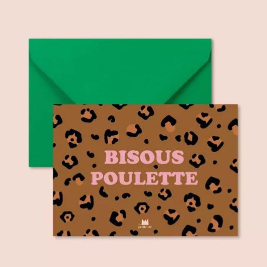 Carte - Bisous poulette léopard
