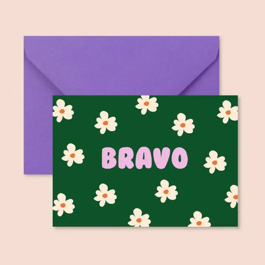 Carte - Bravo fleurs blanches