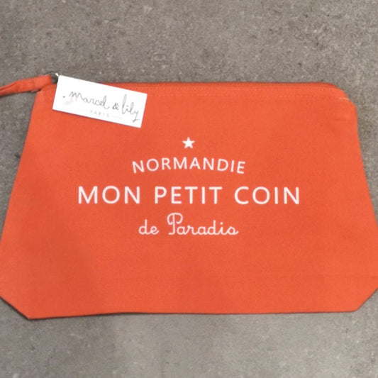 Grande pochette - orange corail - Normandie mon petit coin de paradis