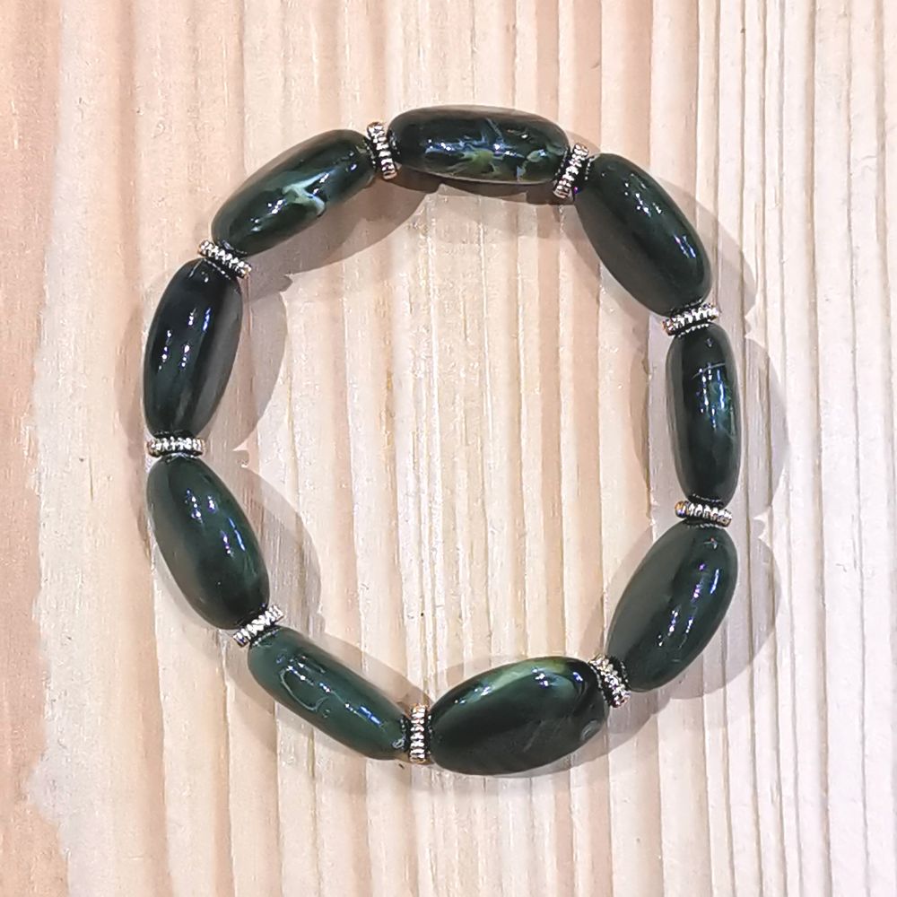 Bracelet Jane - taille S/M - vert marbré opaque