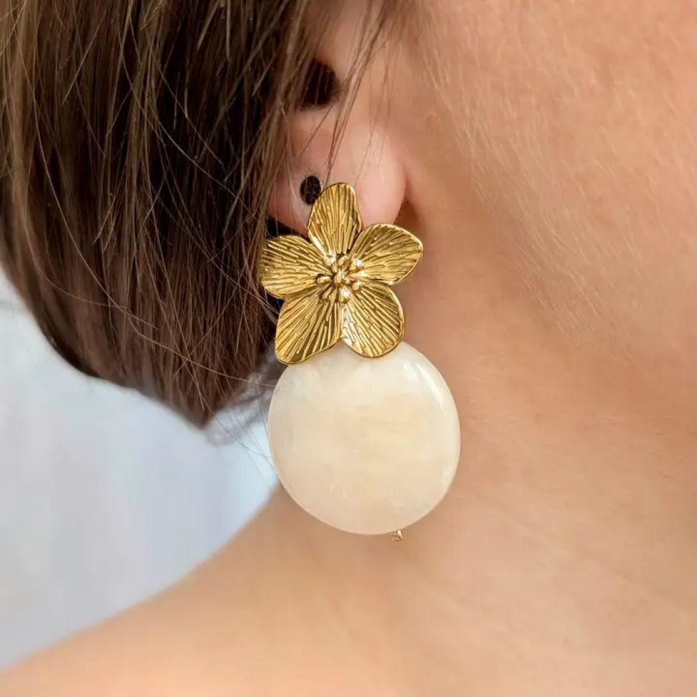 Boucles d'oreilles Sakura - ivoire