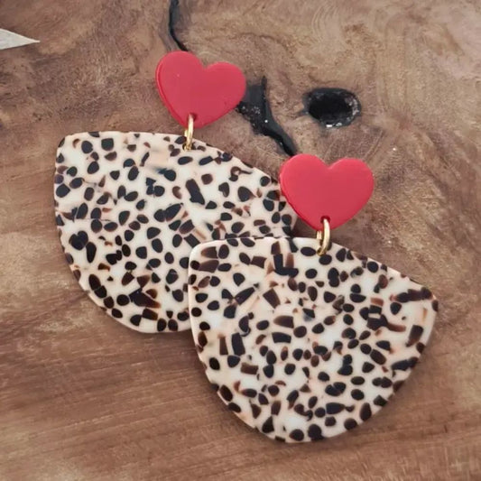 Boucles d'oreilles - cookie et coeur rouge
