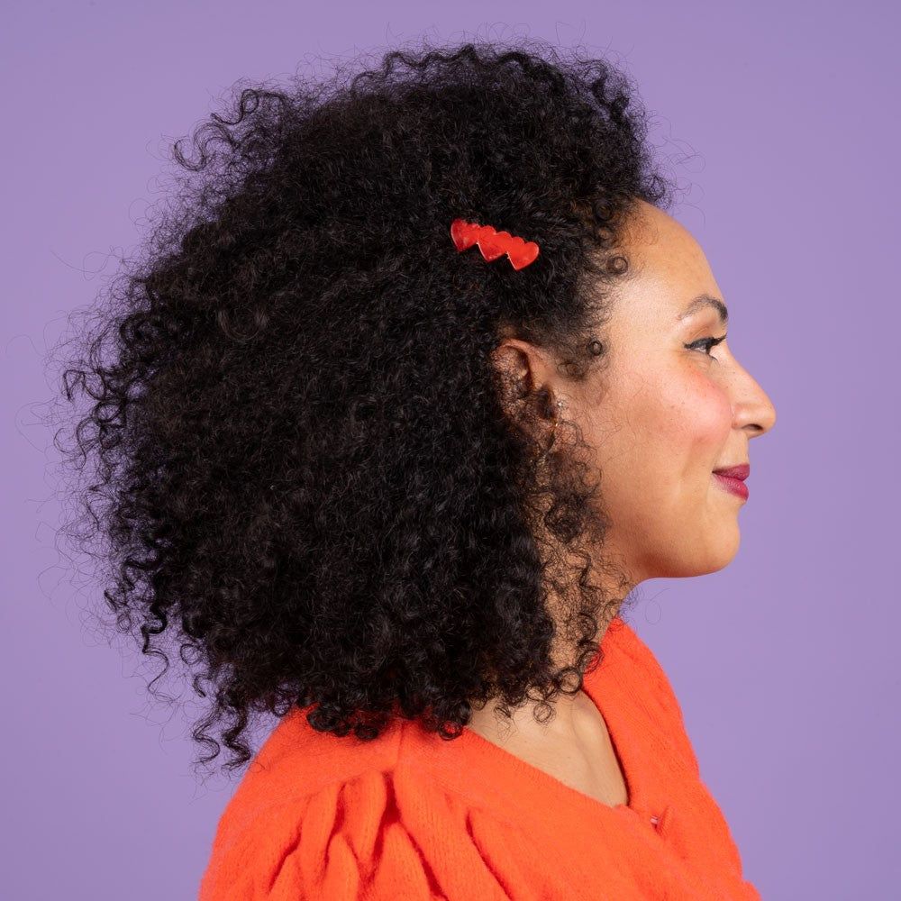 Barrette à cheveux - Coeurs rouges