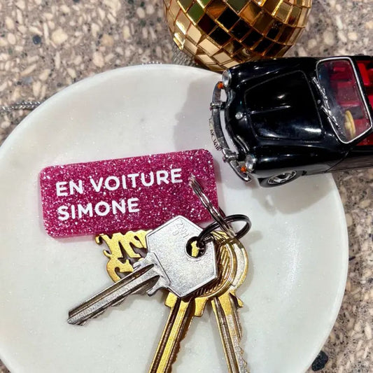 Porte-clés à paillettes - fuchsia - En voiture simone