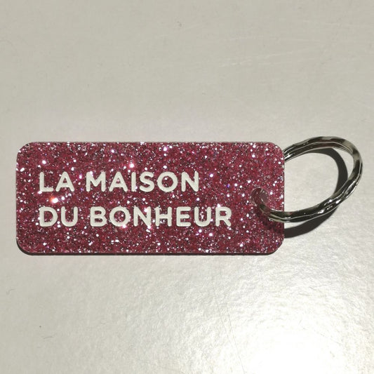 Porte-clés à paillettes - fuchsia - La maison du bonheur