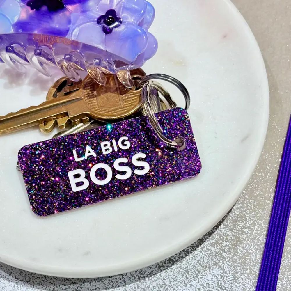 Porte-clés à paillettes - violet - La big boss