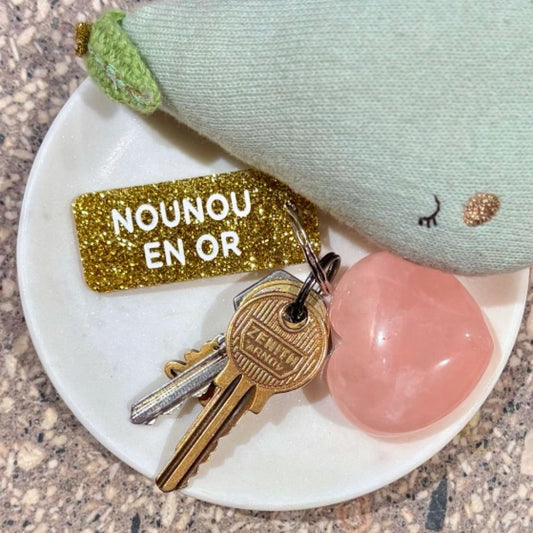 Porte-clés à paillettes - doré - Nounou en or
