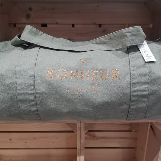Sac polochon sauge - Bonheur en famille