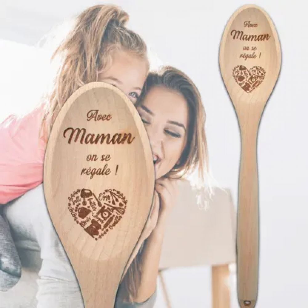 Cuillère en bois de hêtre - Avec maman, on se régale