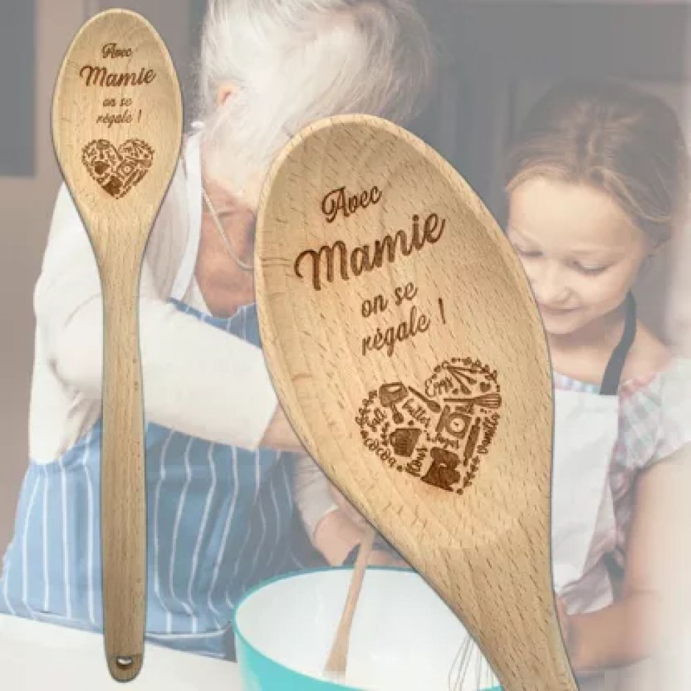 Cuillère en bois de hêtre - Avec mamie, on se régale