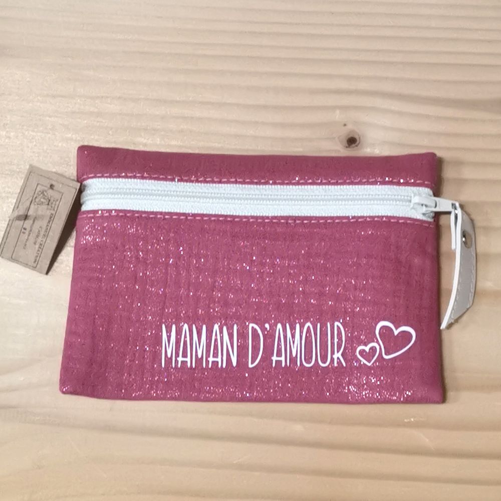 Pochette S - Scintillant rose - Maman d'amour