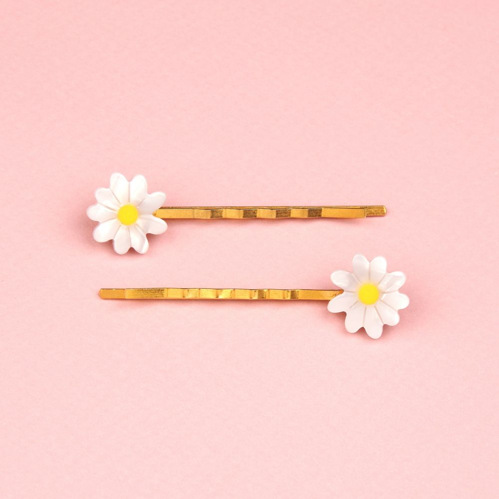 Duo barrettes à cheveux fines - Pâquerettes