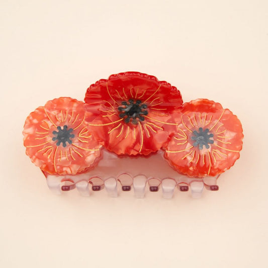 Grande pince à cheveux - Trio coquelicots