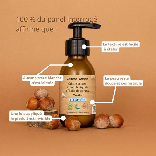 Crème solaire minérale liquide - SPF 50 Vanille