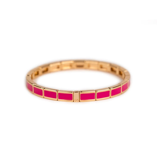 Bracelet Simone à Bordeaux - Fin serti - Rose fuschia - Taille L