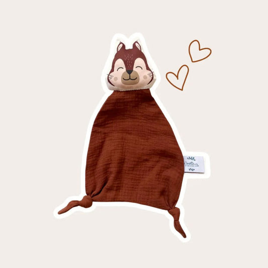 Doudou en coton bio - Ecureuil - Brun