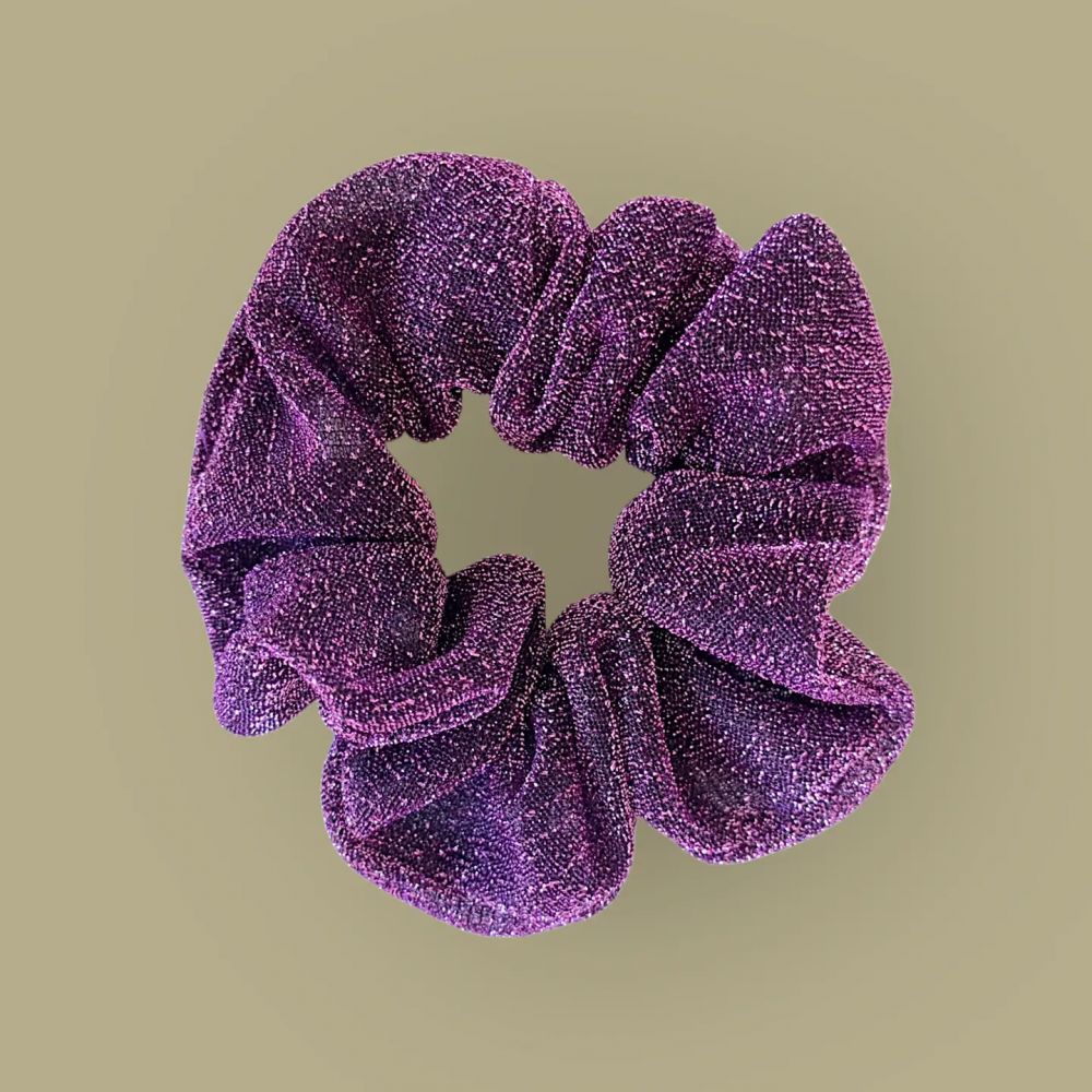 Chouchou à paillettes - Violet foncé