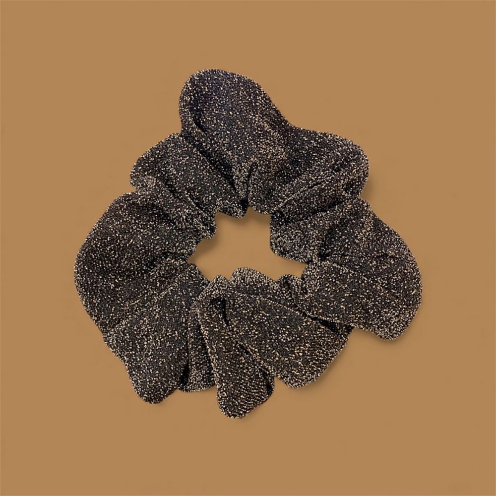 Chouchou à paillettes - Marron chocolat