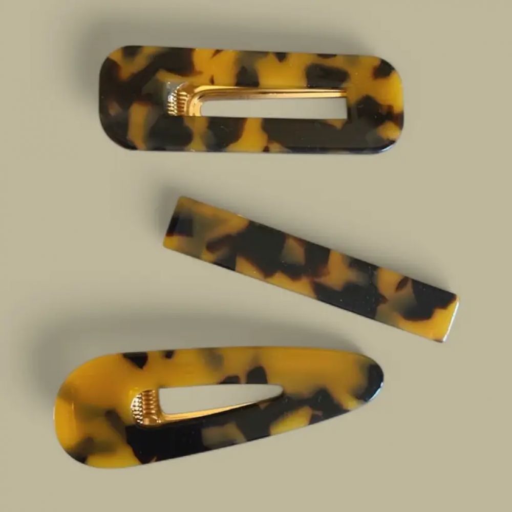 Barrette à cheveux - triangle - Léopard foncé, écaille