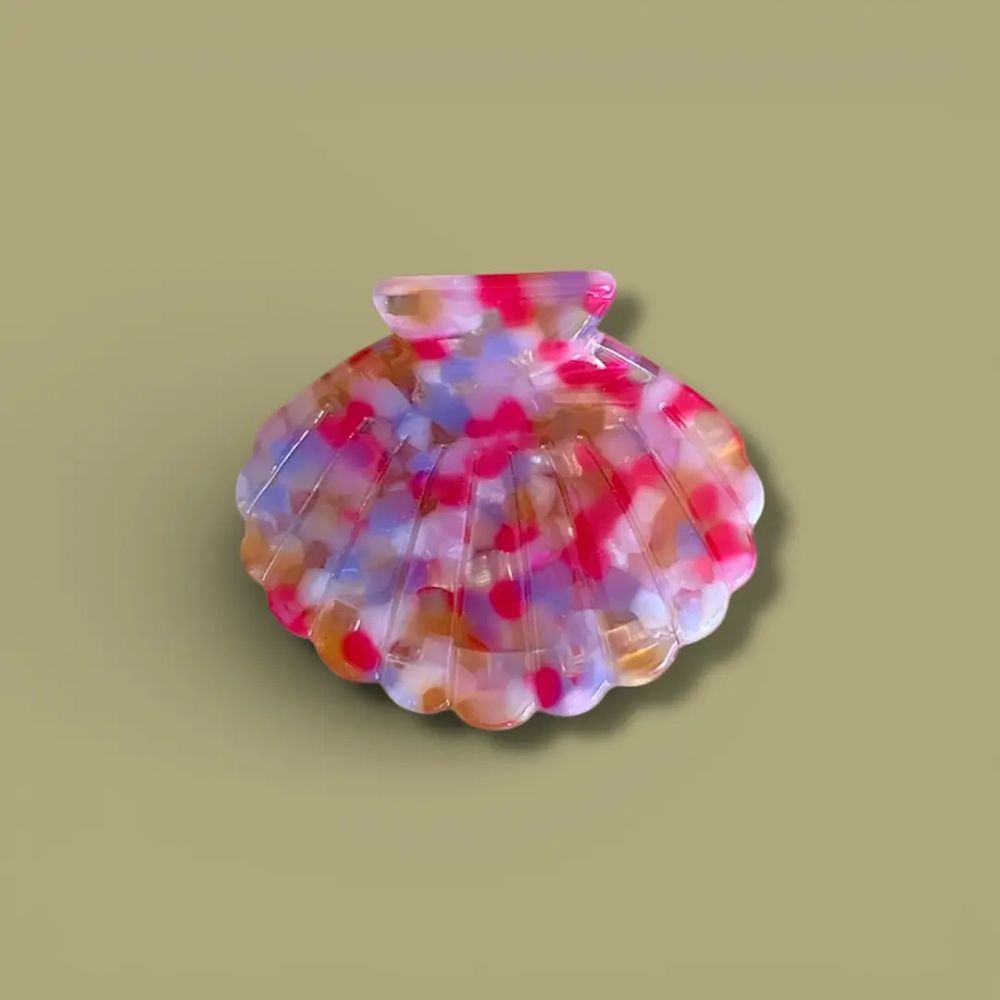 Pince à cheveux - moyen modèle - Coquillage rose moucheté