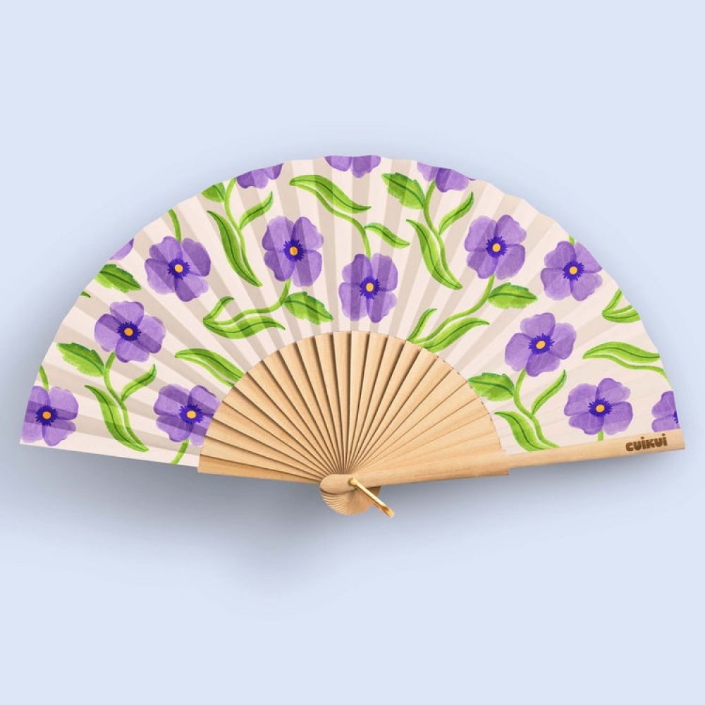 Éventail - Fleurs pansy - Pensées
