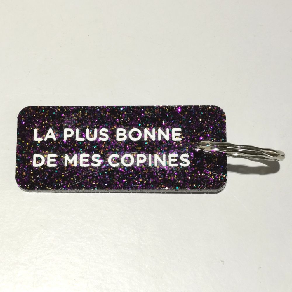 Porte-clés à paillettes - violet - La plus bonne de mes copines