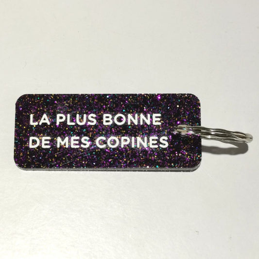 Porte-clés à paillettes - violet - La plus bonne de mes copines