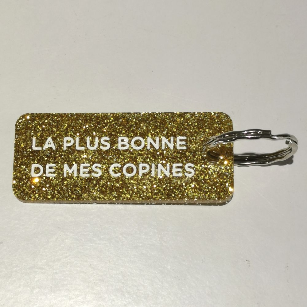 Porte-clés à paillettes - doré - La plus bonne de mes copines