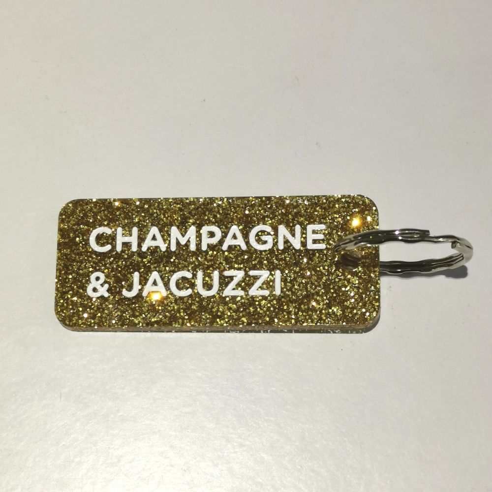 Porte-clés à paillettes - doré - Champagne & jacuzzi