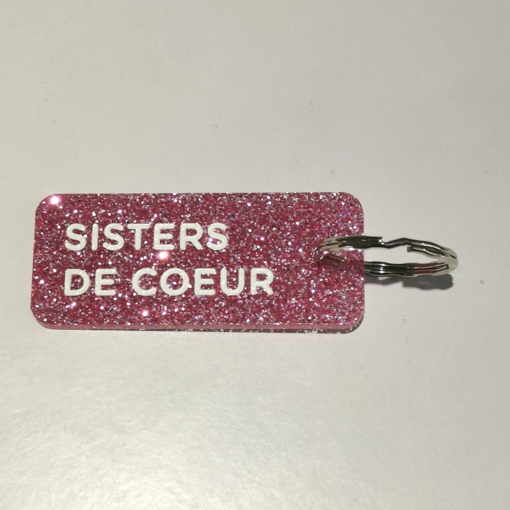 Porte-clés à paillettes - fuschia - Sisters de coeur