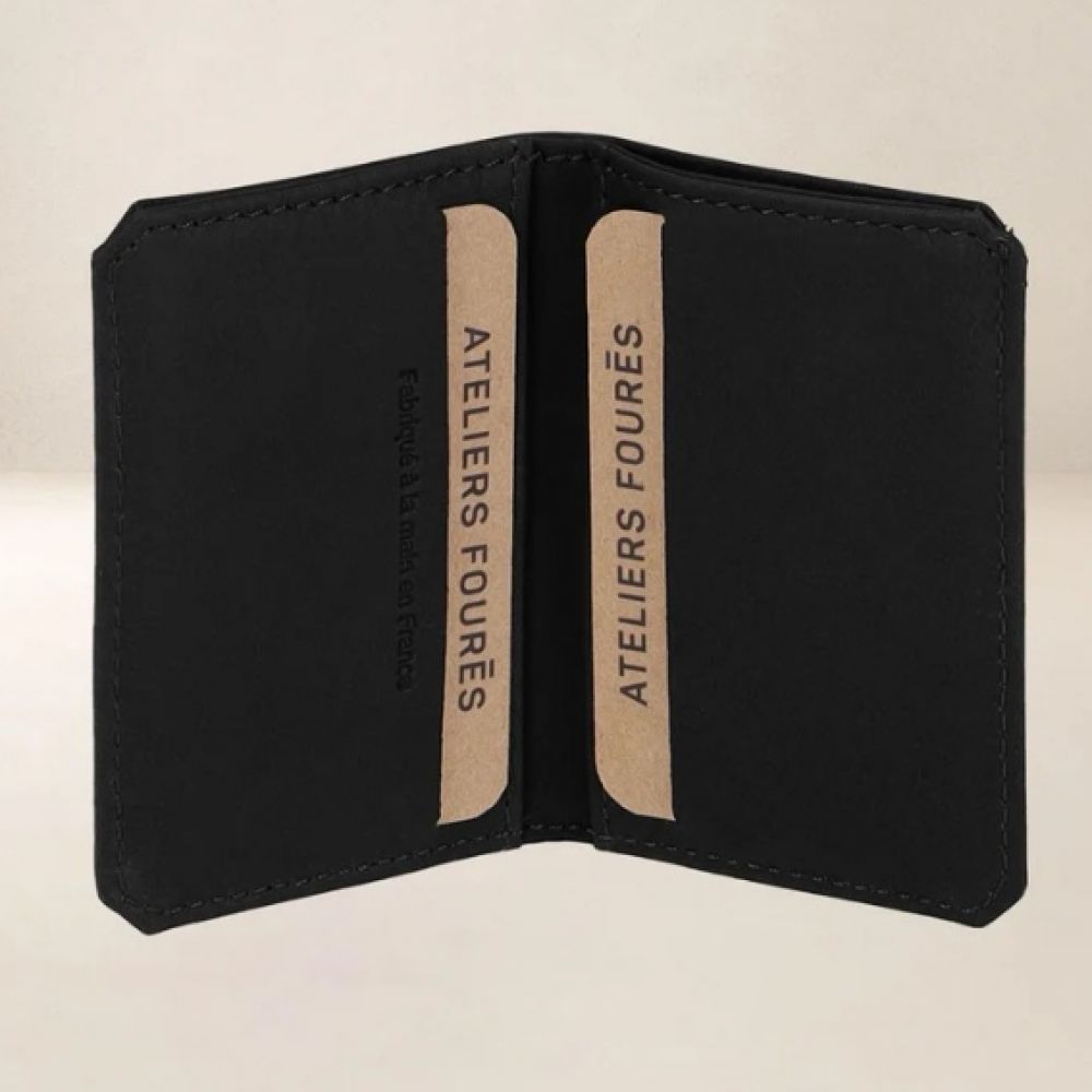 Porte-cartes et billets en cuir pleine fleur - Noir