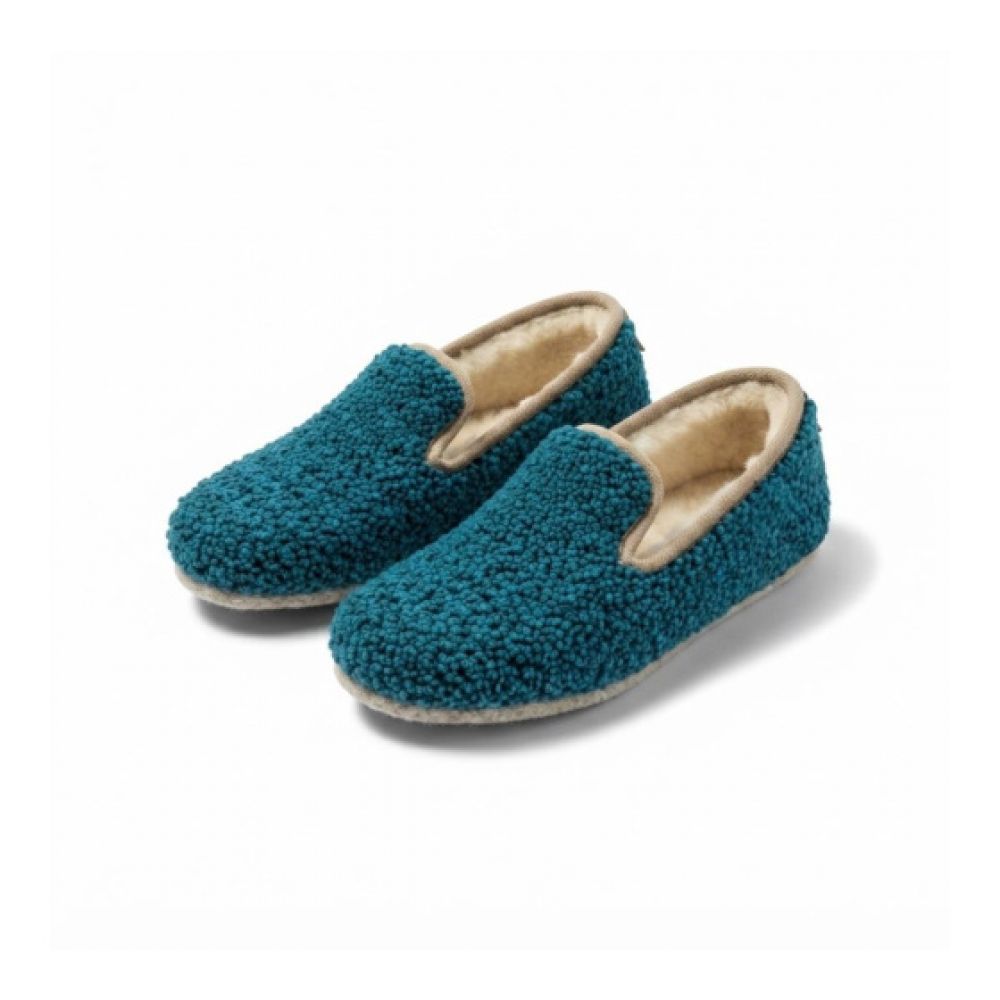 Chaussons charentaises - Sherpa bleu liseré doré - Pointure 39