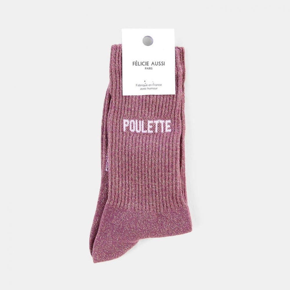 Chaussettes à paillettes 36/40 - Rose raisin - Poulette