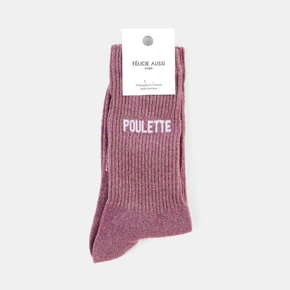 Chaussettes à paillettes 36/40 - Rose raisin - Poulette
