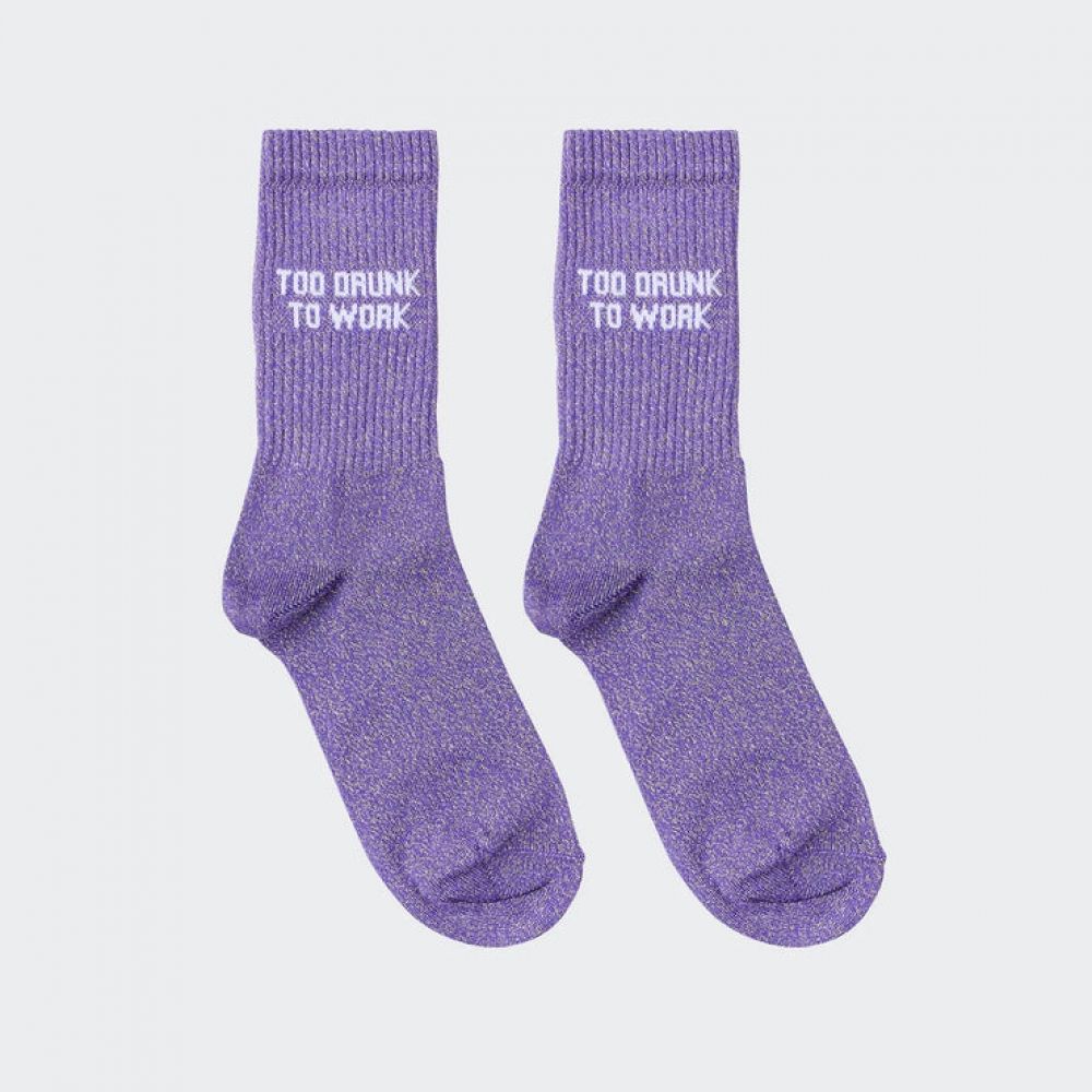 Chaussettes à paillettes 36/40 - Violet - Too drunk too work