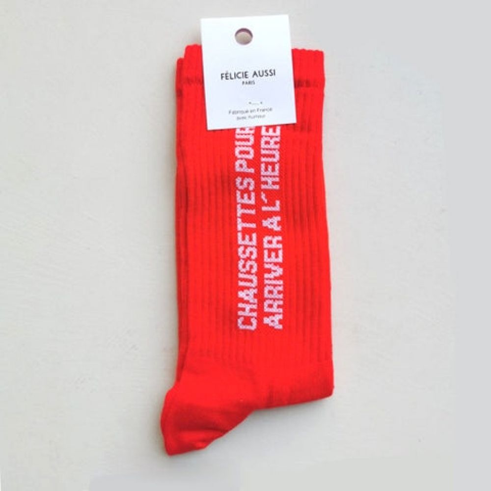 Chaussettes 40/46 - Rouge - Chaussettes pour arriver à l'heure