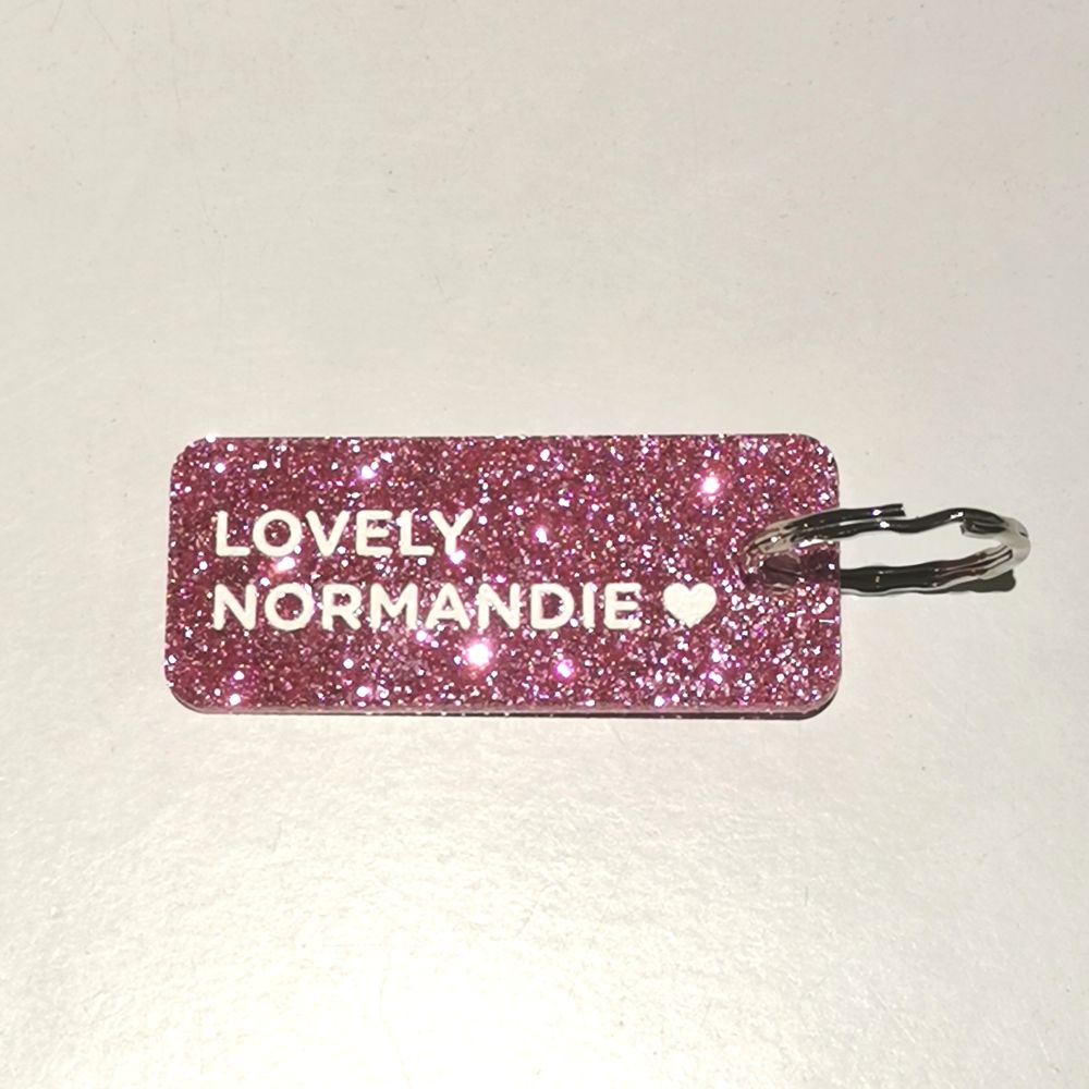 Porte-clés à paillettes - fuchsia - Lovely Normandie
