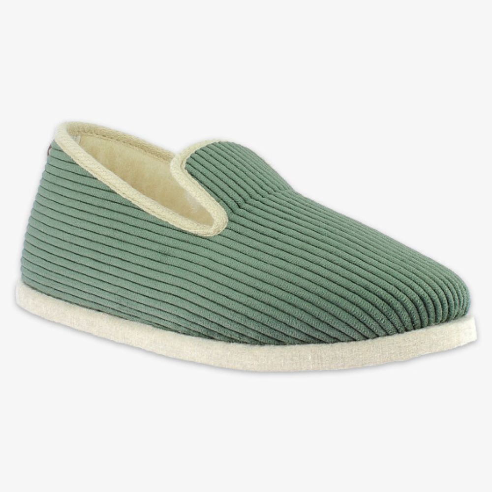 Chaussons charentaises - Rétro kaki velours - Pointure 43